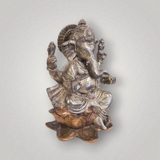 Antique Silver Ganesh on lotus