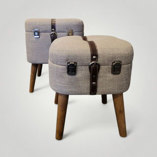 Beige Buckle Ottomans