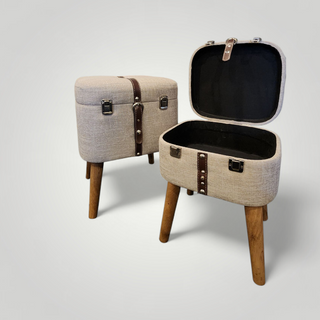 Beige Buckle Ottomans