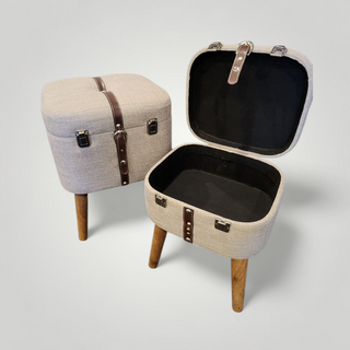 Beige Buckle Ottomans