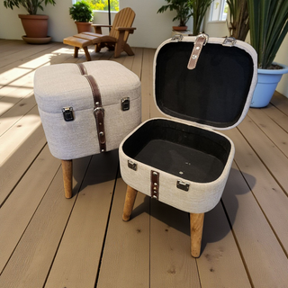Beige Buckle Ottomans