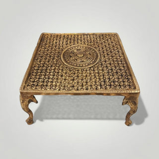 Brass Chowki with Elephant head.