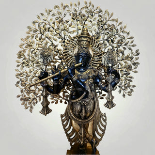 Brass Krishna with Kadamba Tree