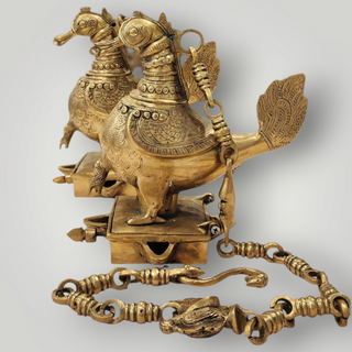 Brass Peacock oil lamp