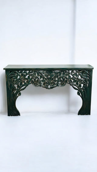 Carved tree on Console Green