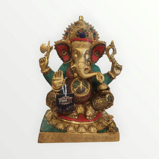 Gold Ganesh with Stone work