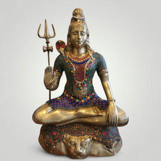 Gold Shiva with stone work