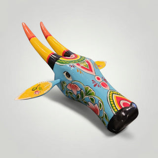 Handpainted Cow Head Light blue