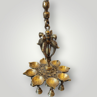 Hanging Peacock diya with bells