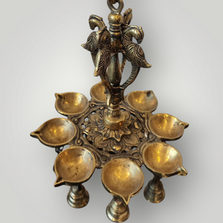 Hanging Peacock diya with bells