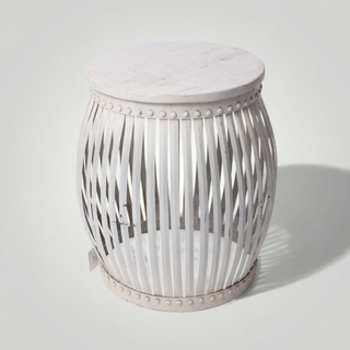 Noor White Barrel Accent Table