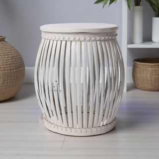 Noor White Barrel Accent Table