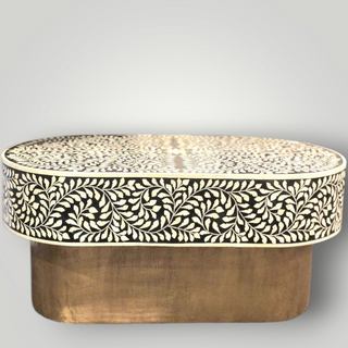 Oval bone inlay coffee table