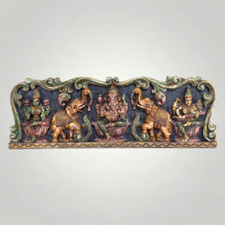 Tridev Blessings – Ganesha, Lakshmi & Saraswati Wall Panel