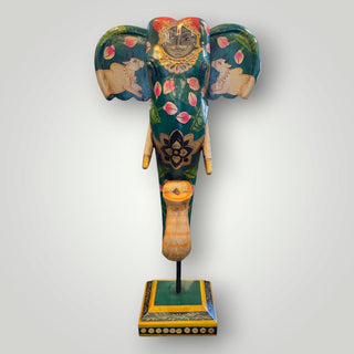 Wooden Green elephant trunk on stand