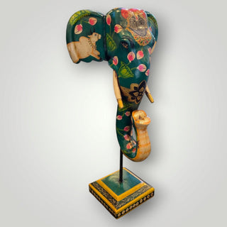 Wooden Green elephant trunk on stand