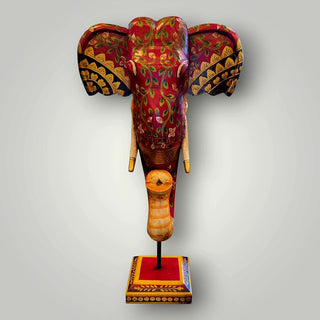 Wooden Red elephant trunk on stand