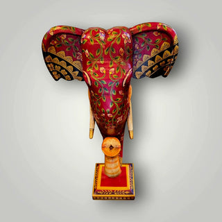 Wooden Red elephant trunk on stand