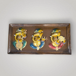 Wooden wall frame with ganesha