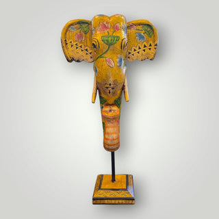 Wooden Yellow elephant trunk on stand